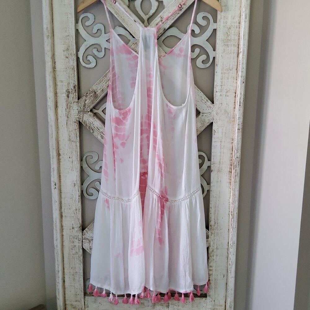 AREA Stars Women's Lia Tassel Mini Dress Racerback Straps in Tie Dye - Picture 6 of 8